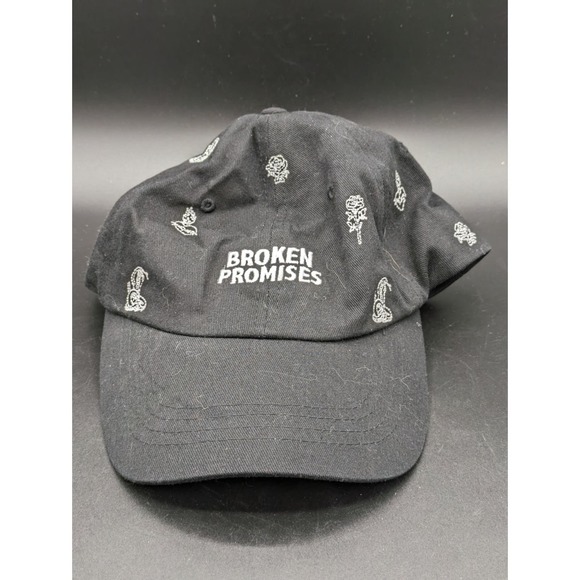 Preowned Broken Promises All over print Cobra Roses Strapback Cap Hat Black - Picture 1 of 10